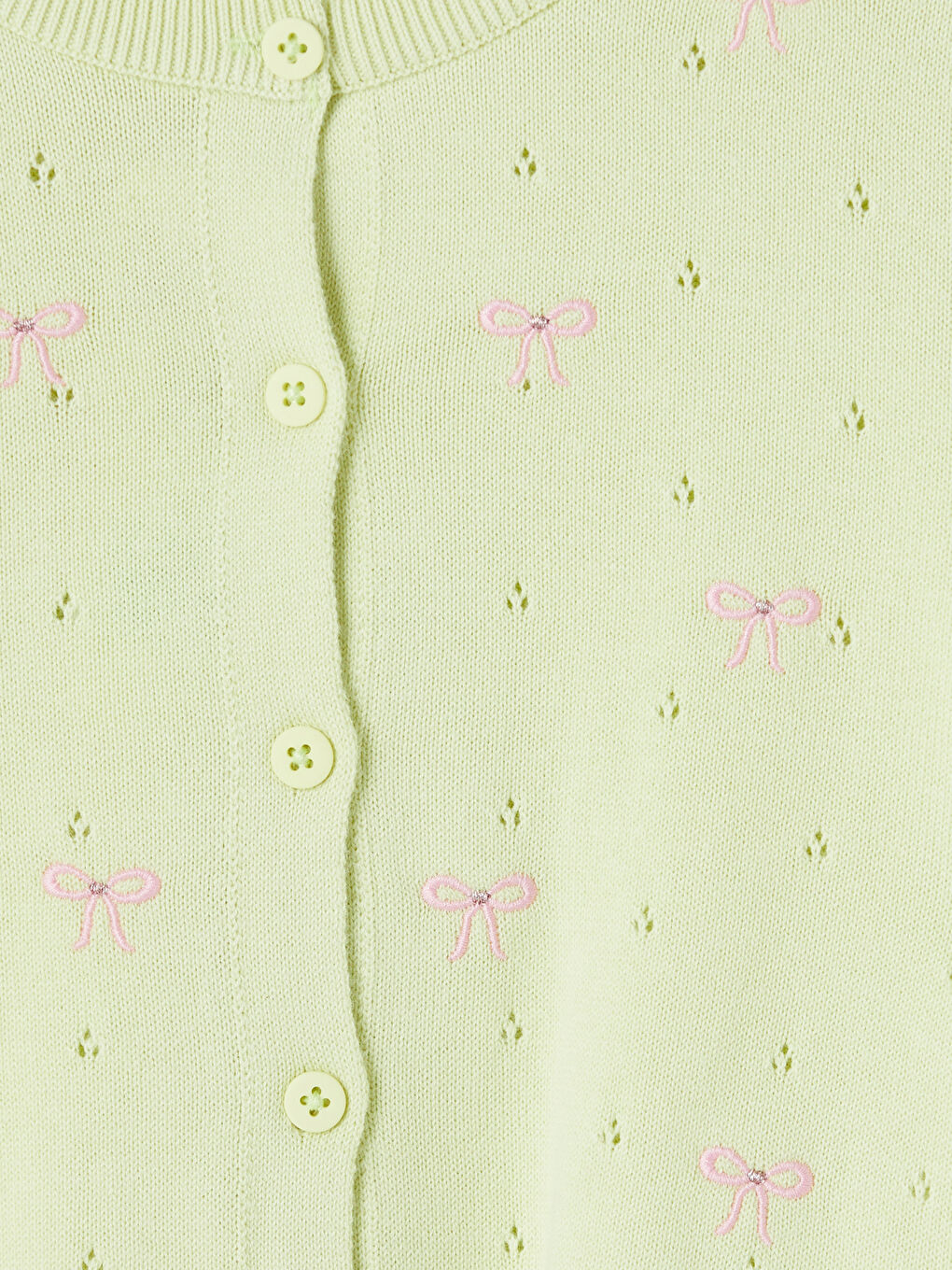 Yeşil Bisiklet Yaka Kız Çocuk Triko Hırka-2