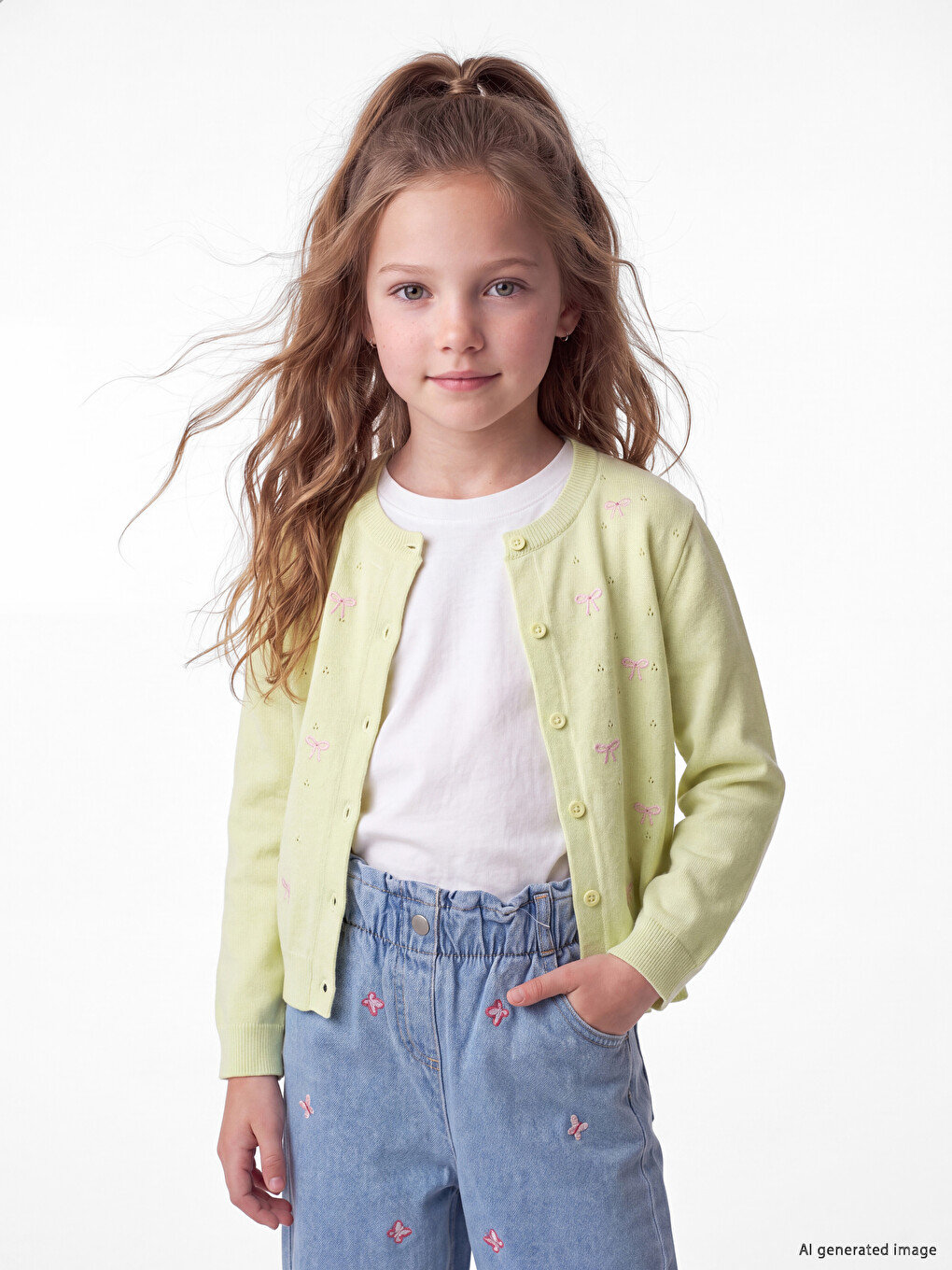 Crew Neck Girls' Knitwear Cardigan-1