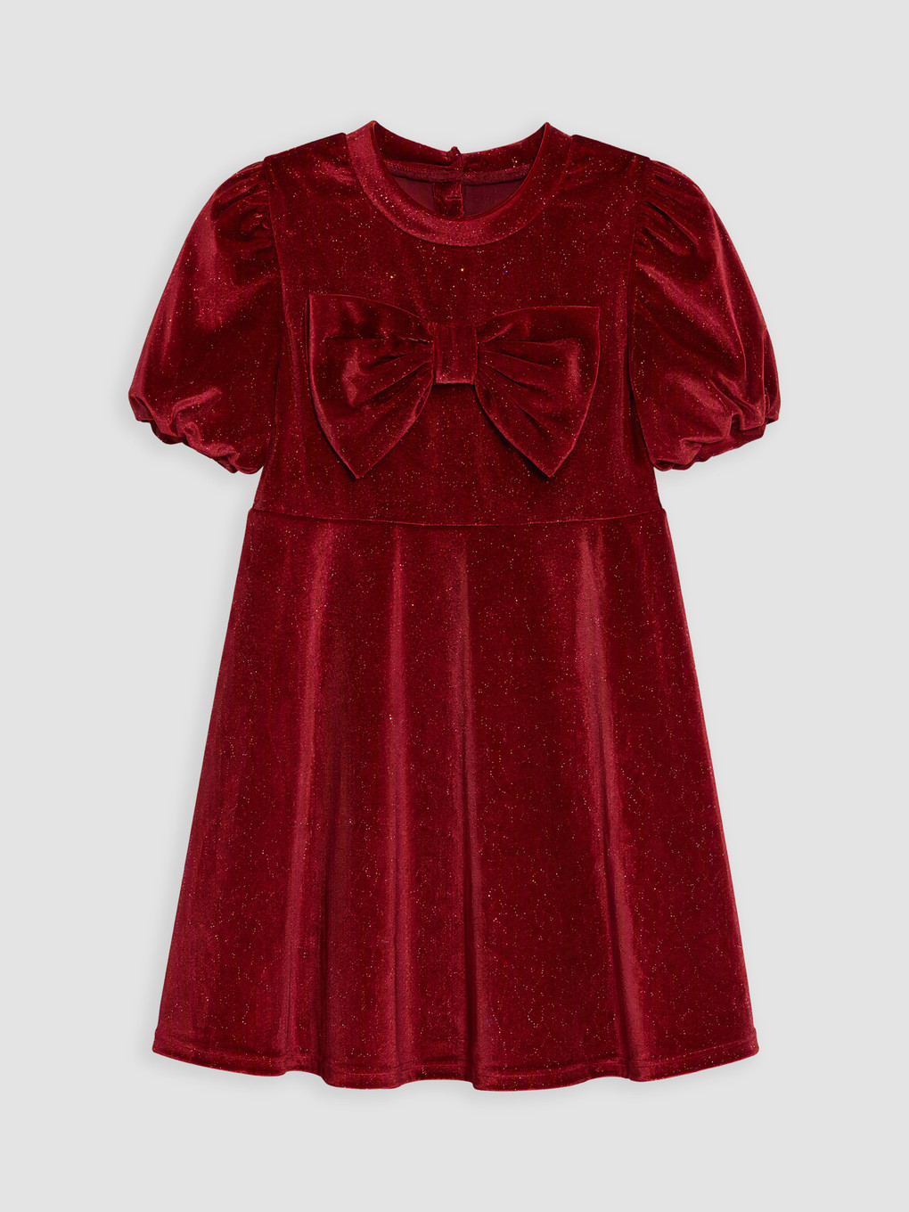 Glittery Bowed Girls' Velvet Dress