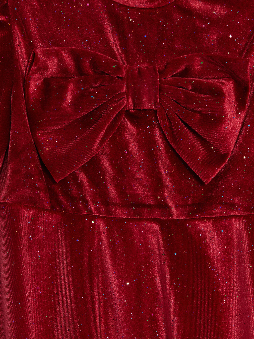 Glittery Bowed Girls' Velvet Dress-1