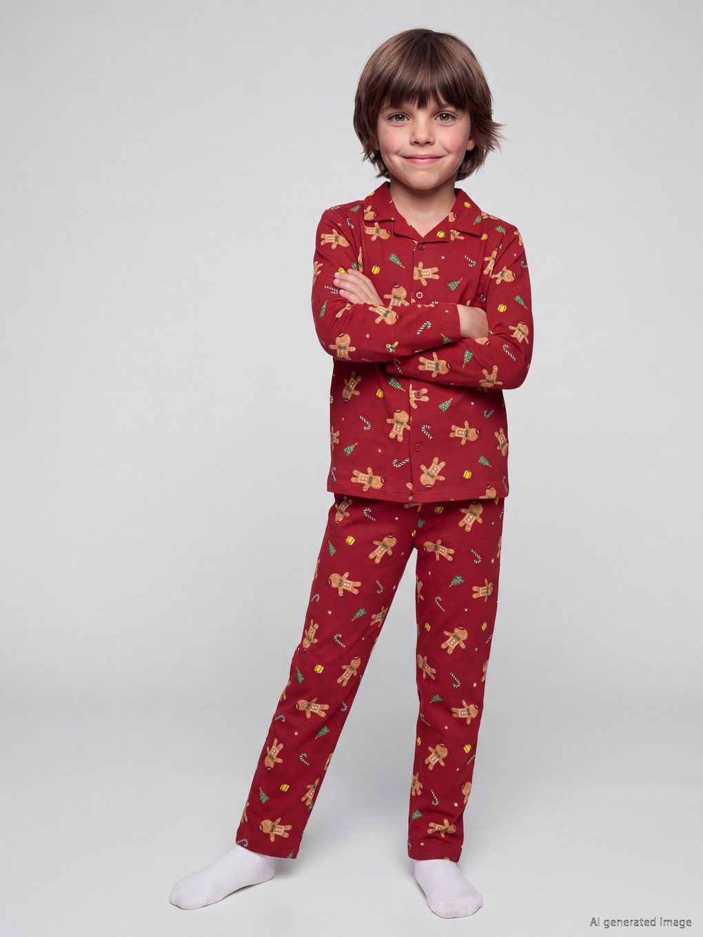  Shirt Collar Boys' Pyjamas Set