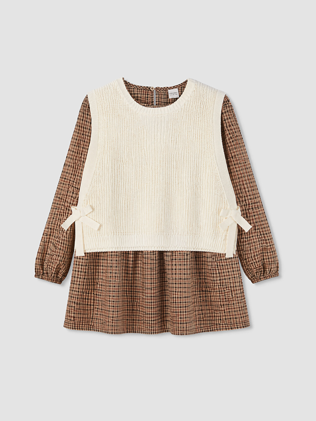 Plaid Girls' Dress And Sweater