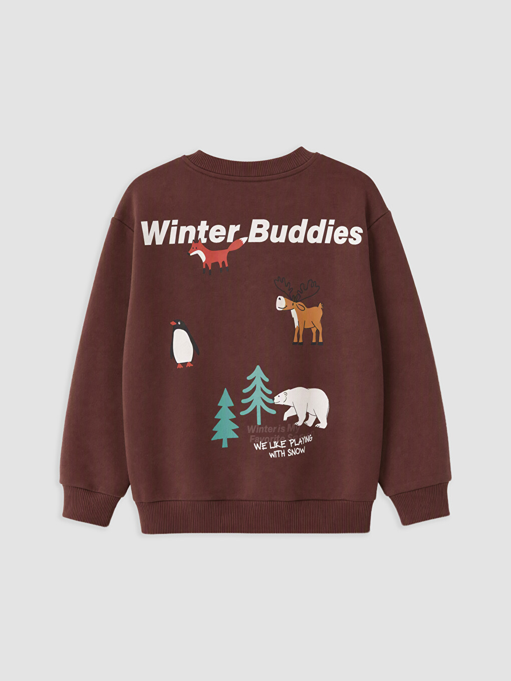 Kahverengi 2'li Baskılı Erkek Çocuk Kalın Sweatshirt-6