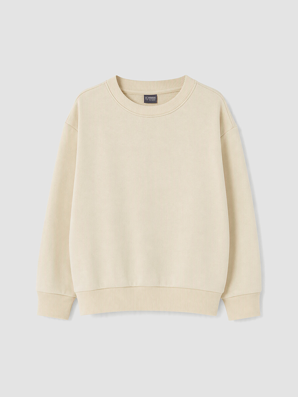 Ekru Bisiklet Yaka Kız Çocuk Sweatshirt