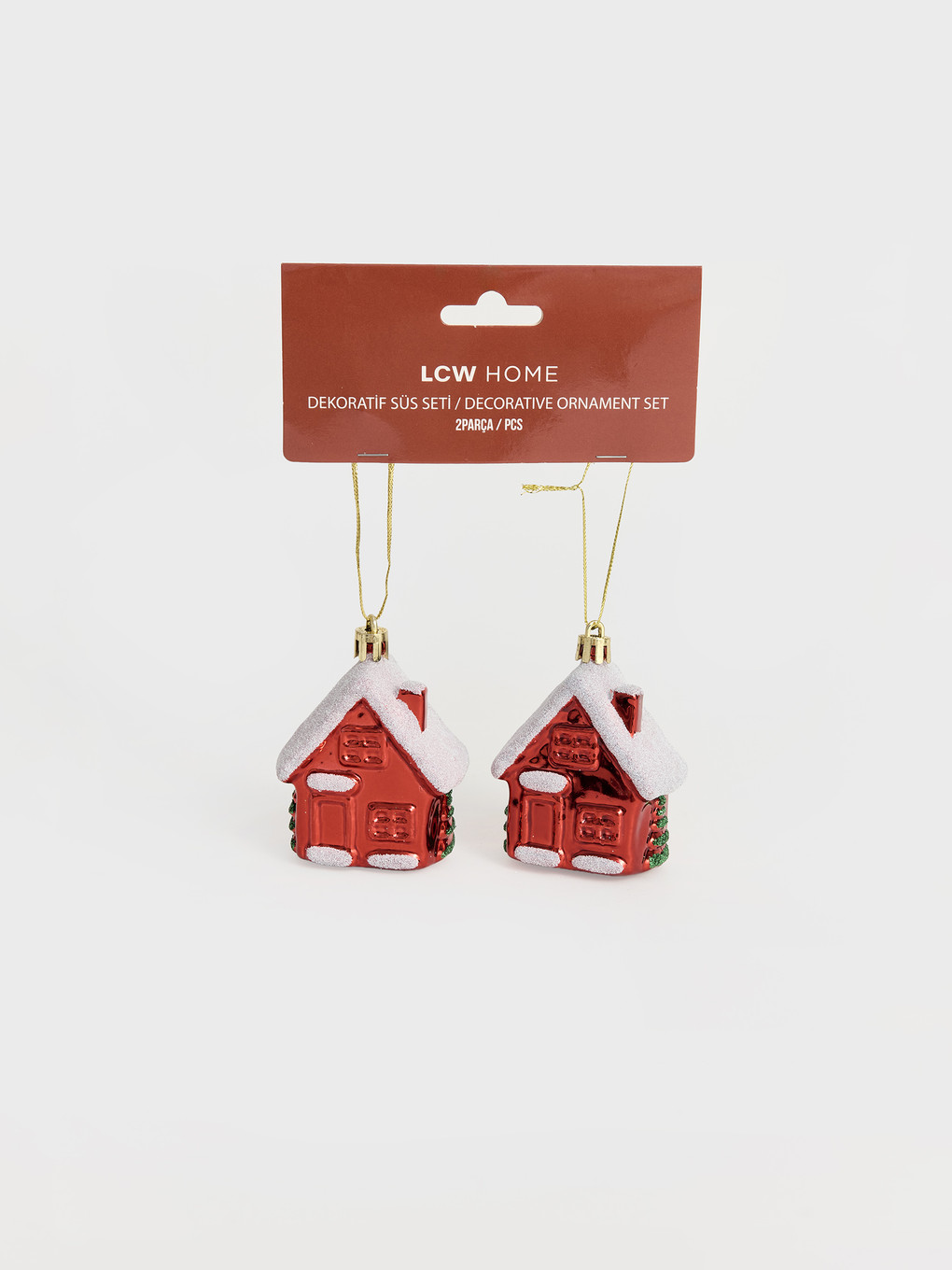 2 Pack Red House Figured Hangable New Year Ornament-1