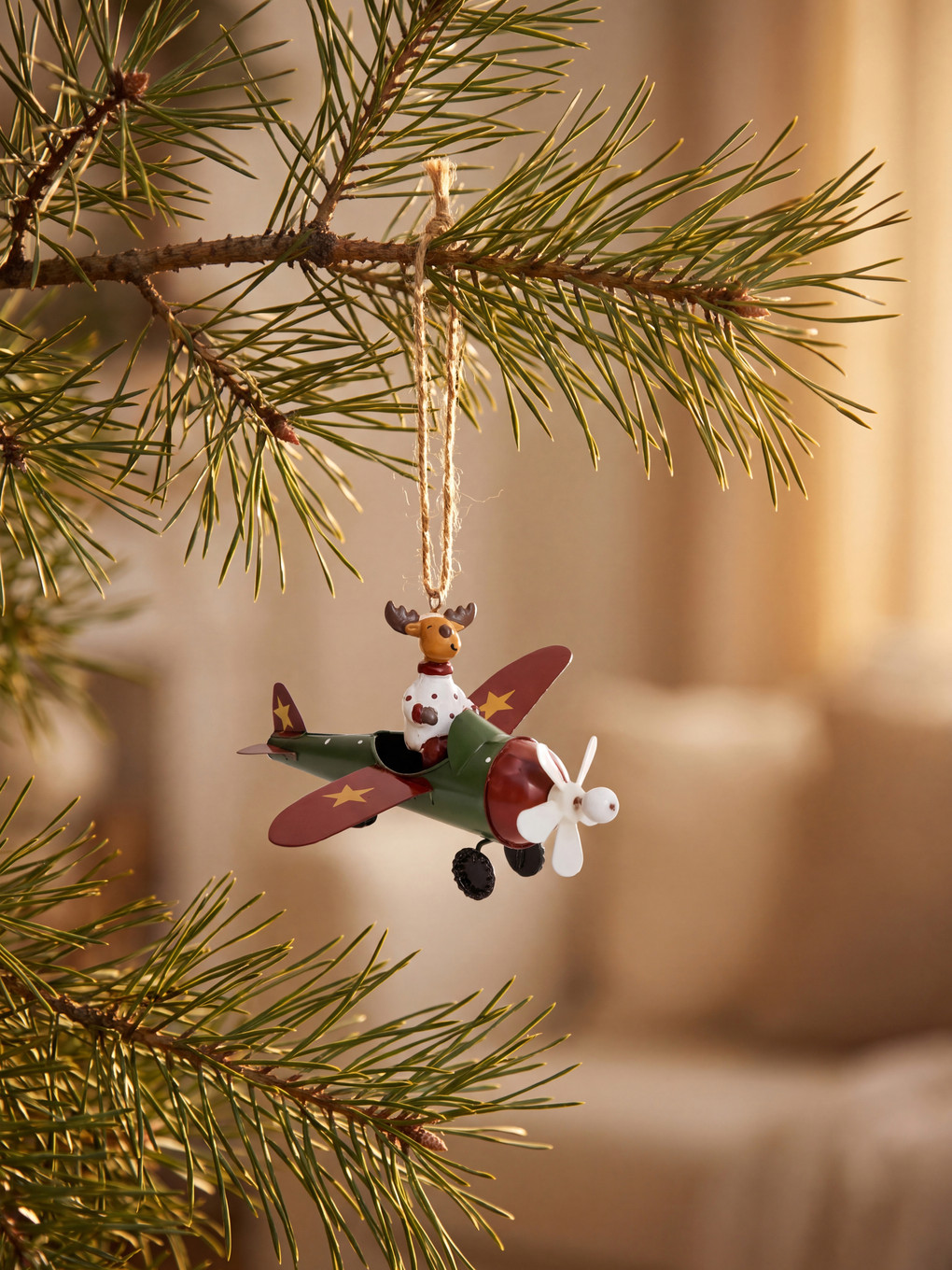 Airplane Figured Hangable New Year Ornament