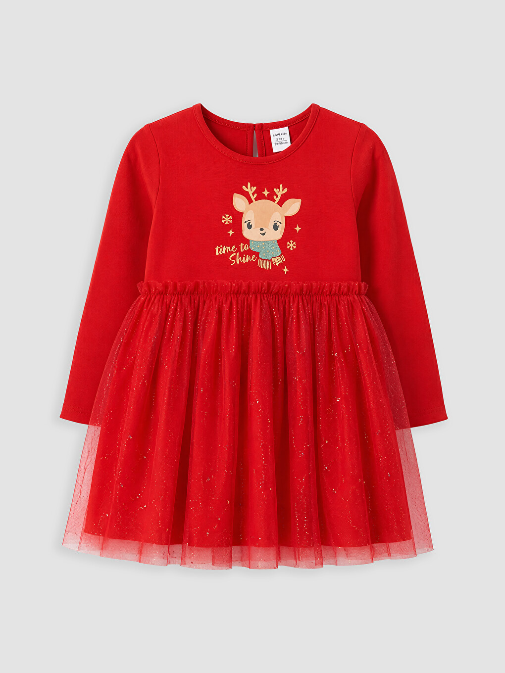 Rochie Pentru Fete Cu Guler Rotund Imprimată Cu Detalii Din Tul