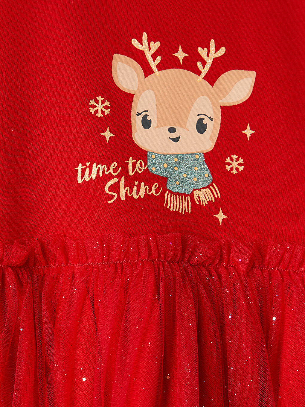 Rochie Pentru Fete Cu Guler Rotund Imprimată Cu Detalii Din Tul-1
