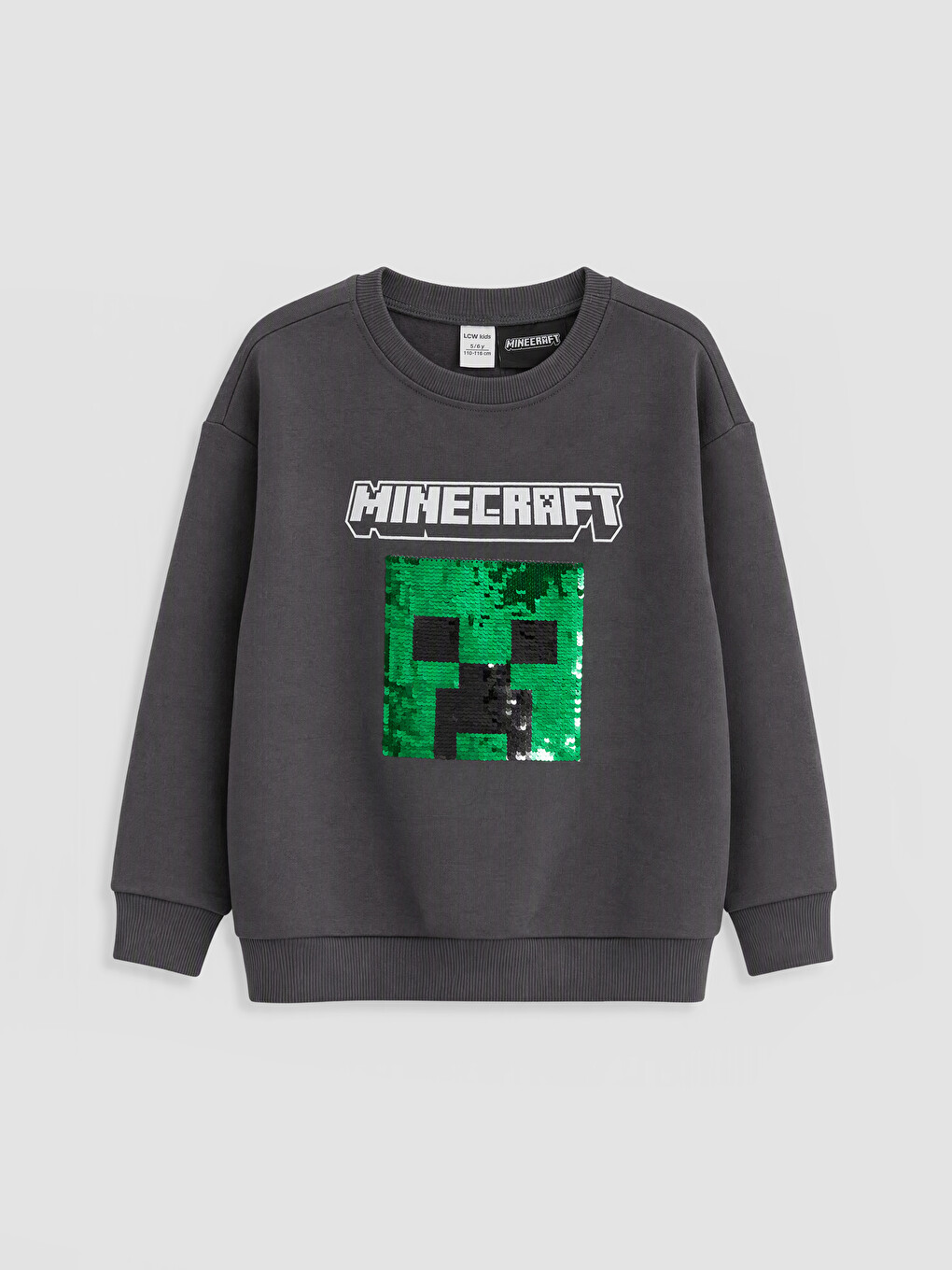 Antrasit Minecraft Payetli Erkek Çocuk Sweatshirt