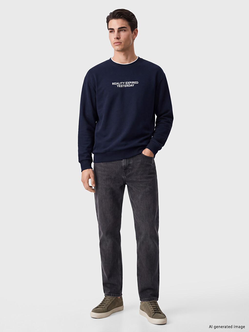 Crew Neck Printed Men's Thick Sweatshirt-1