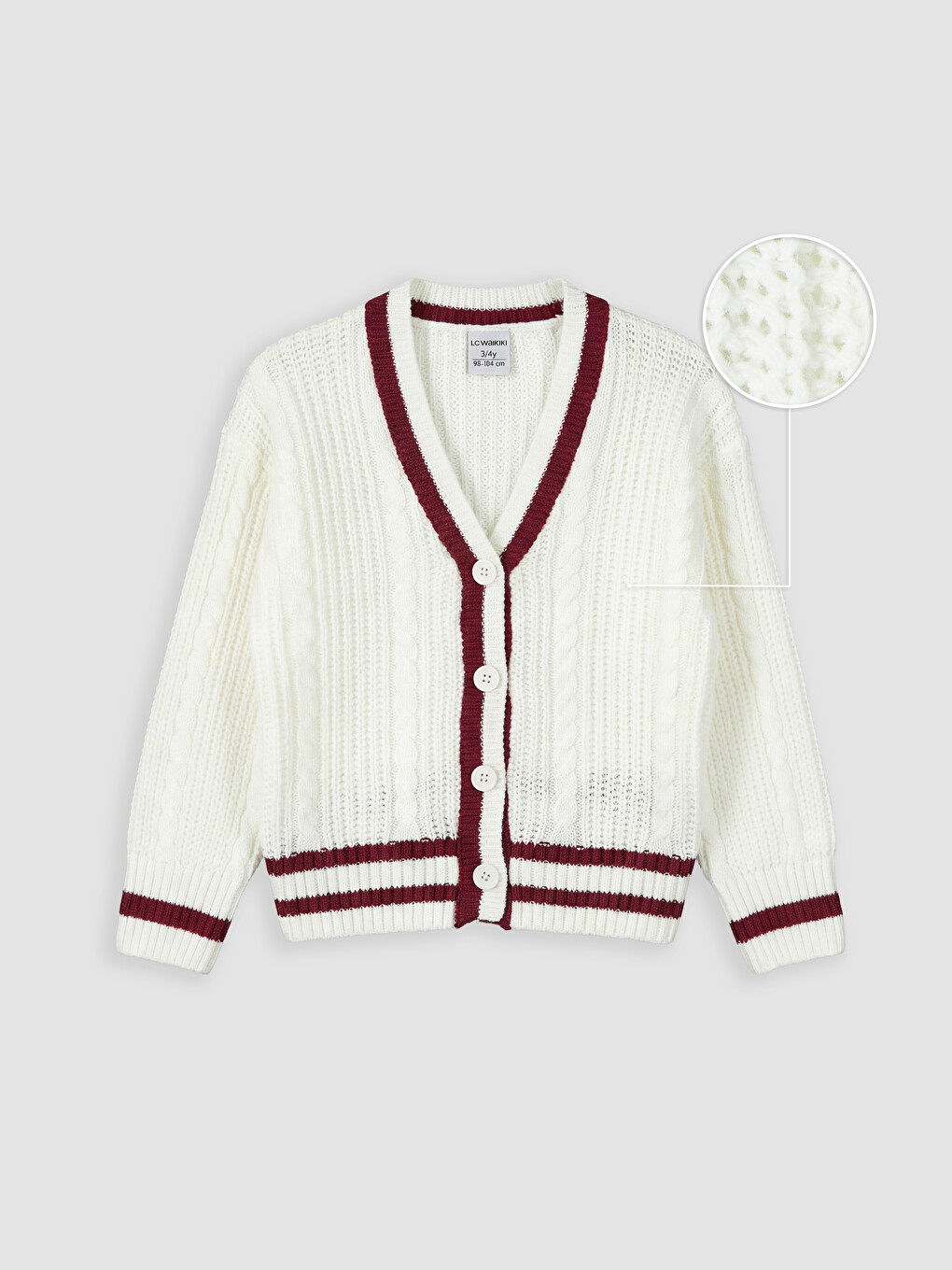 V Neck Striped Girls' Knitwear Cardigan