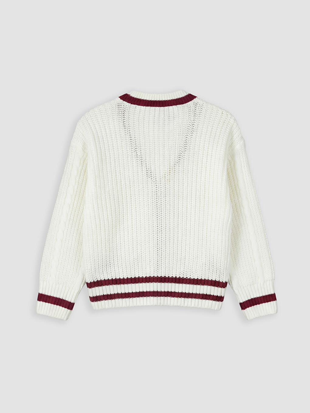 V Neck Striped Girls' Knitwear Cardigan-1