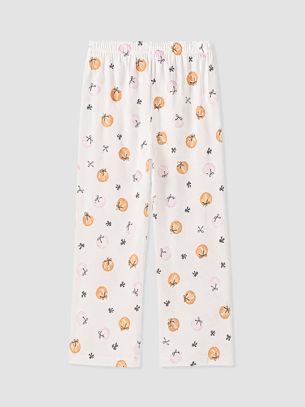 Ekru Beli Lastikli Desenli Kadın Pijama Altı-1