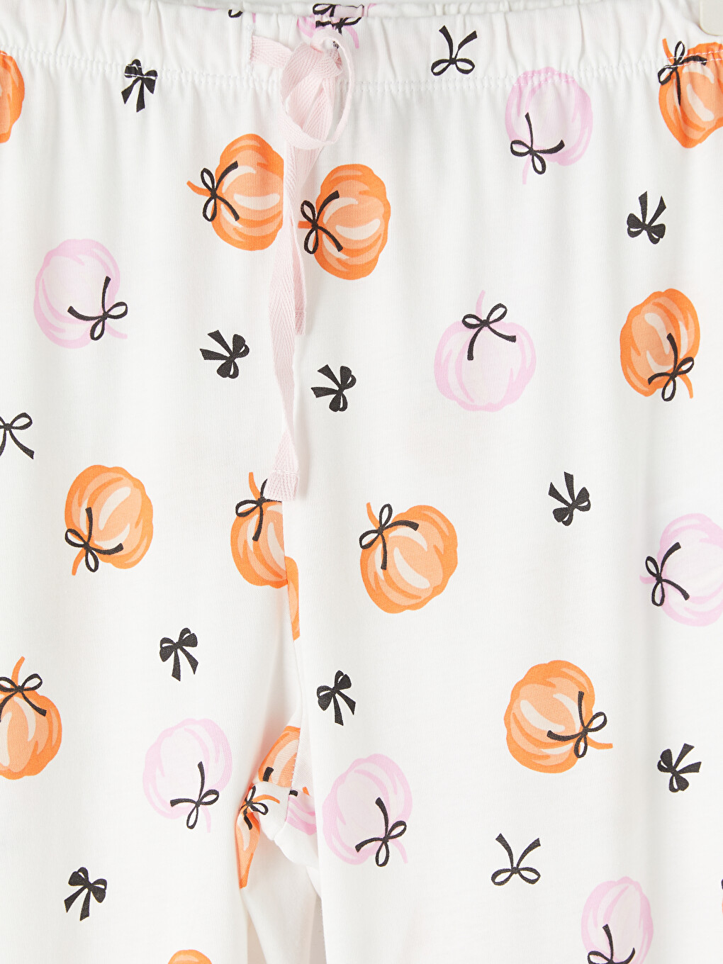 Ekru Beli Lastikli Desenli Kadın Pijama Altı-2