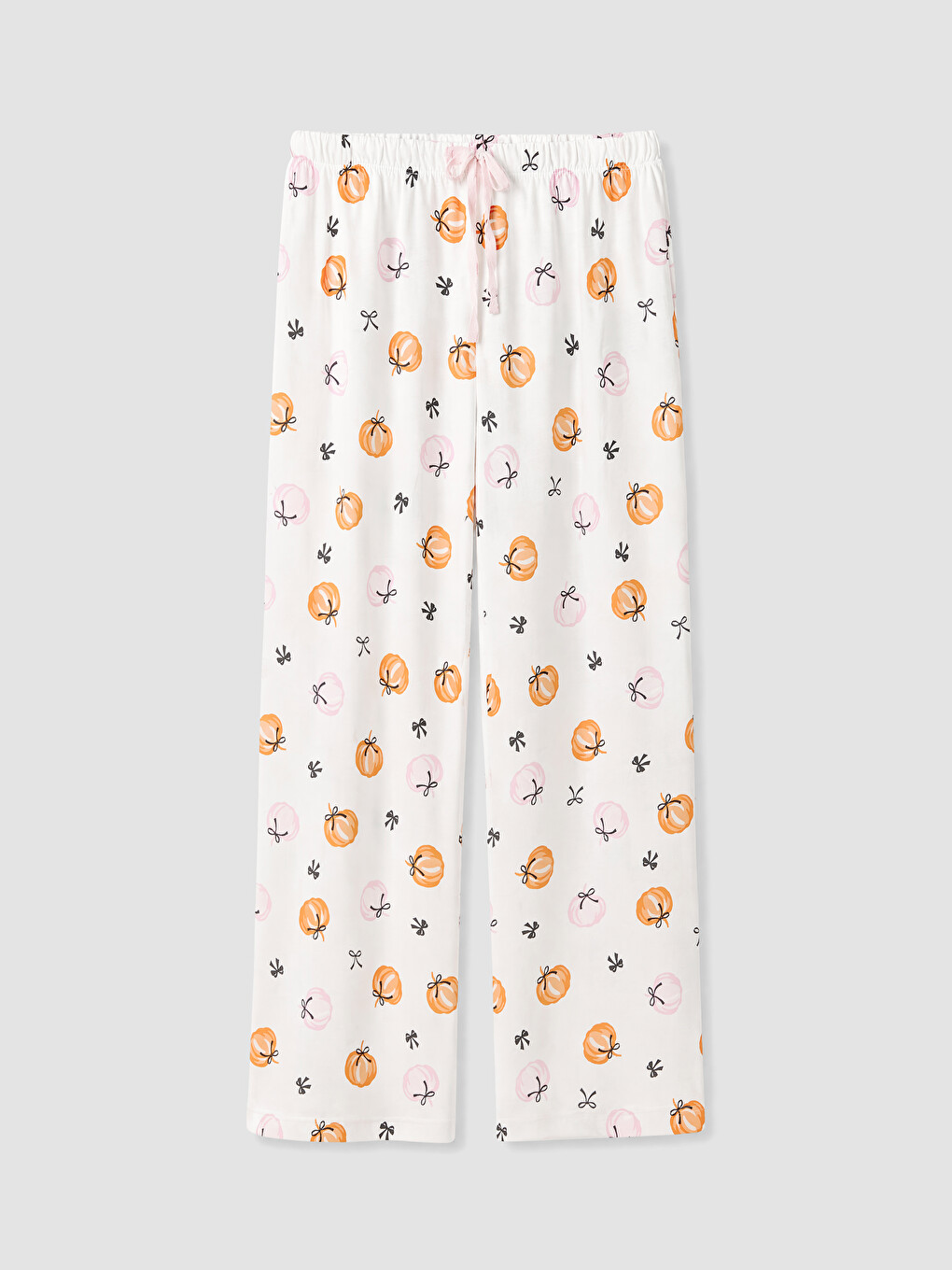 Ekru Beli Lastikli Desenli Kadın Pijama Altı