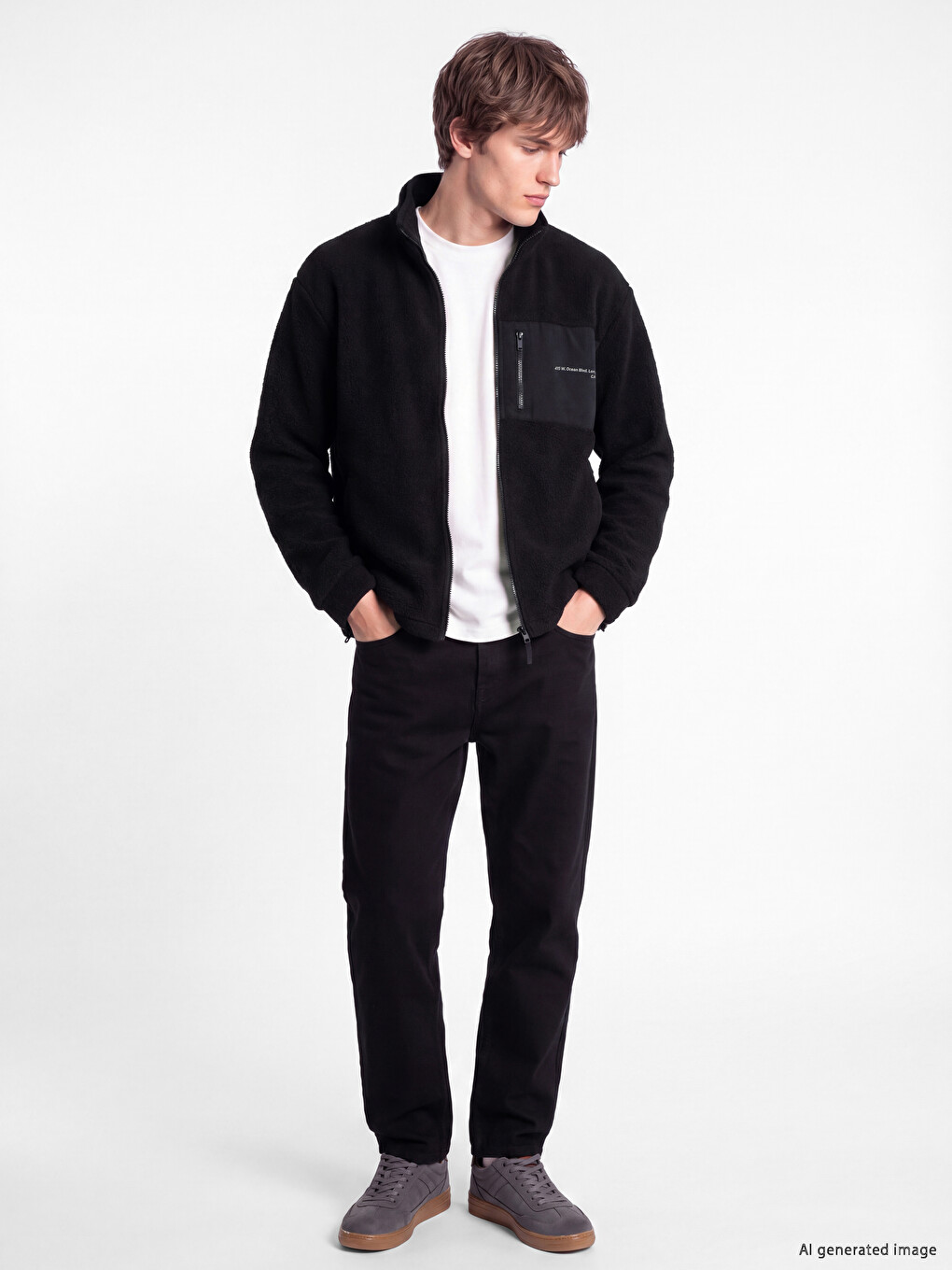 Man Black Zip-up Sweatshirt-1