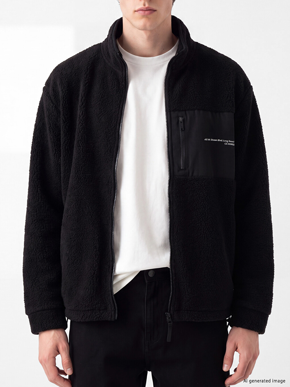 Man Black Zip-up Sweatshirt-2