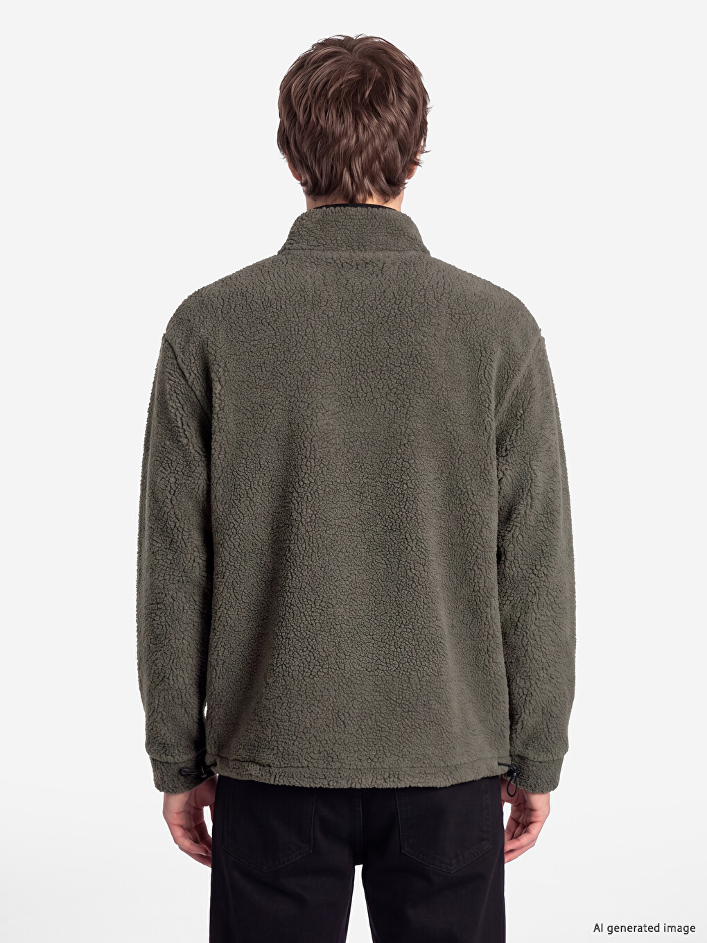 Man Khaki Zip-up Sweatshirt-3