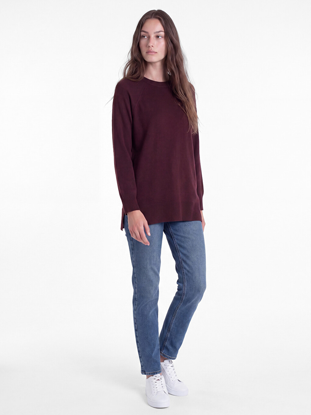 Crew Neck Women's Knitwear Tunic-1