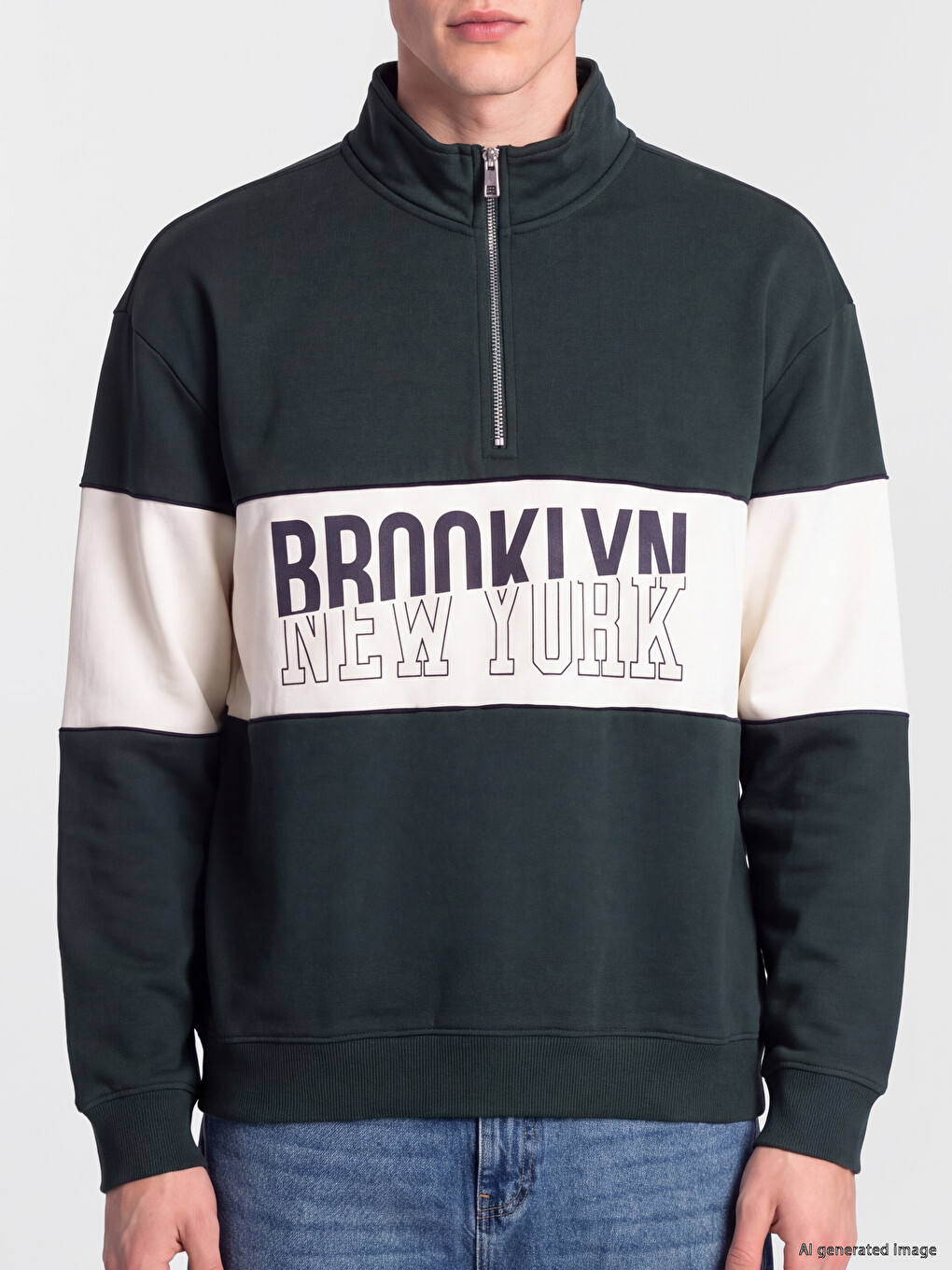 Mock Neck Men's Thick Sweatshirt-2