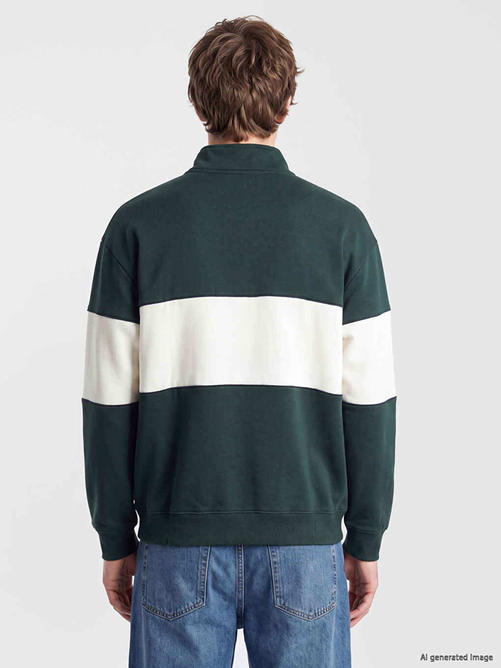 Mock Neck Men's Thick Sweatshirt-3