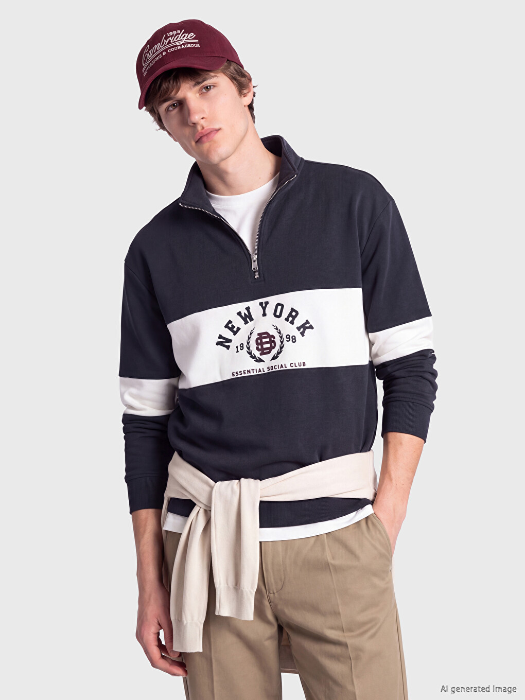 Mock Neck Men's Thick Sweatshirt