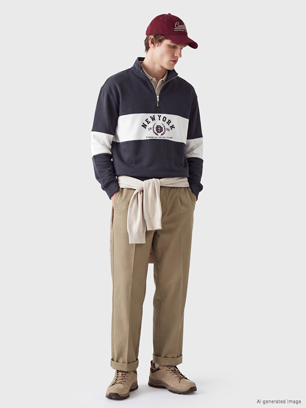 Mock Neck Men's Thick Sweatshirt-1