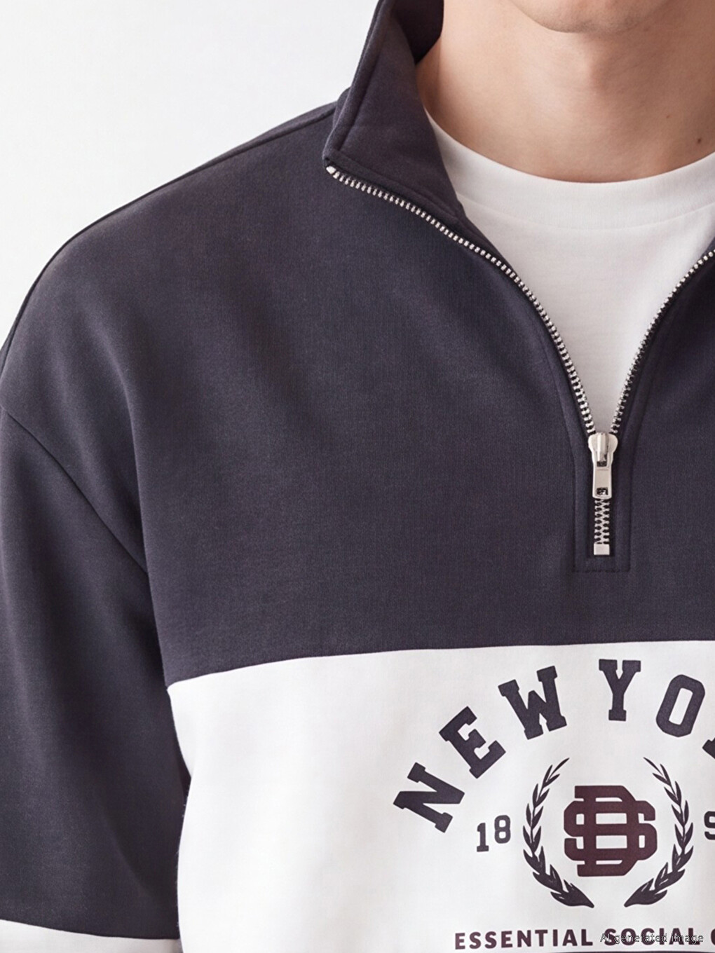 Mock Neck Men's Thick Sweatshirt-2