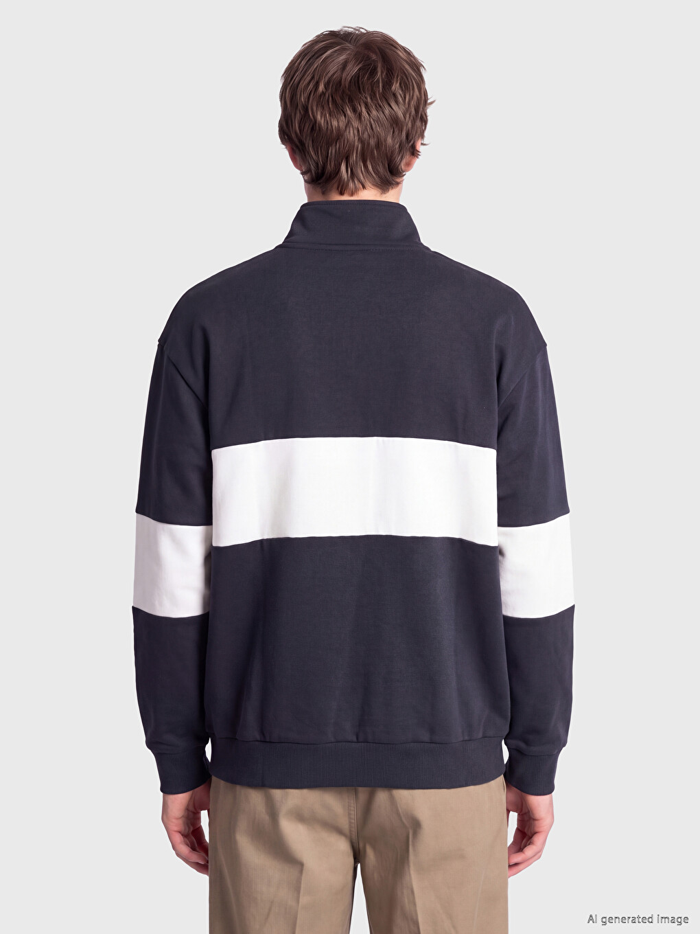Mock Neck Men's Thick Sweatshirt-3