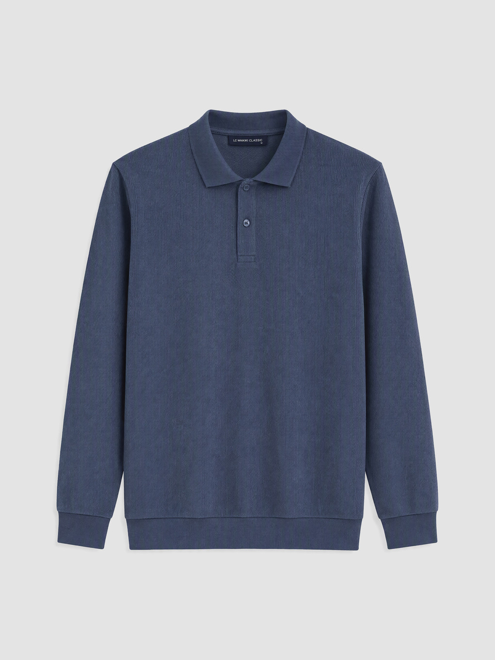 İndigo Polo Yaka Erkek Sweatshirt-4