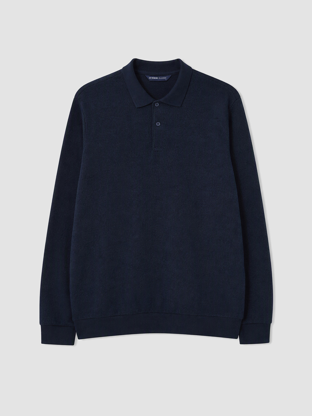 Lacivert Polo Yaka Erkek Sweatshirt