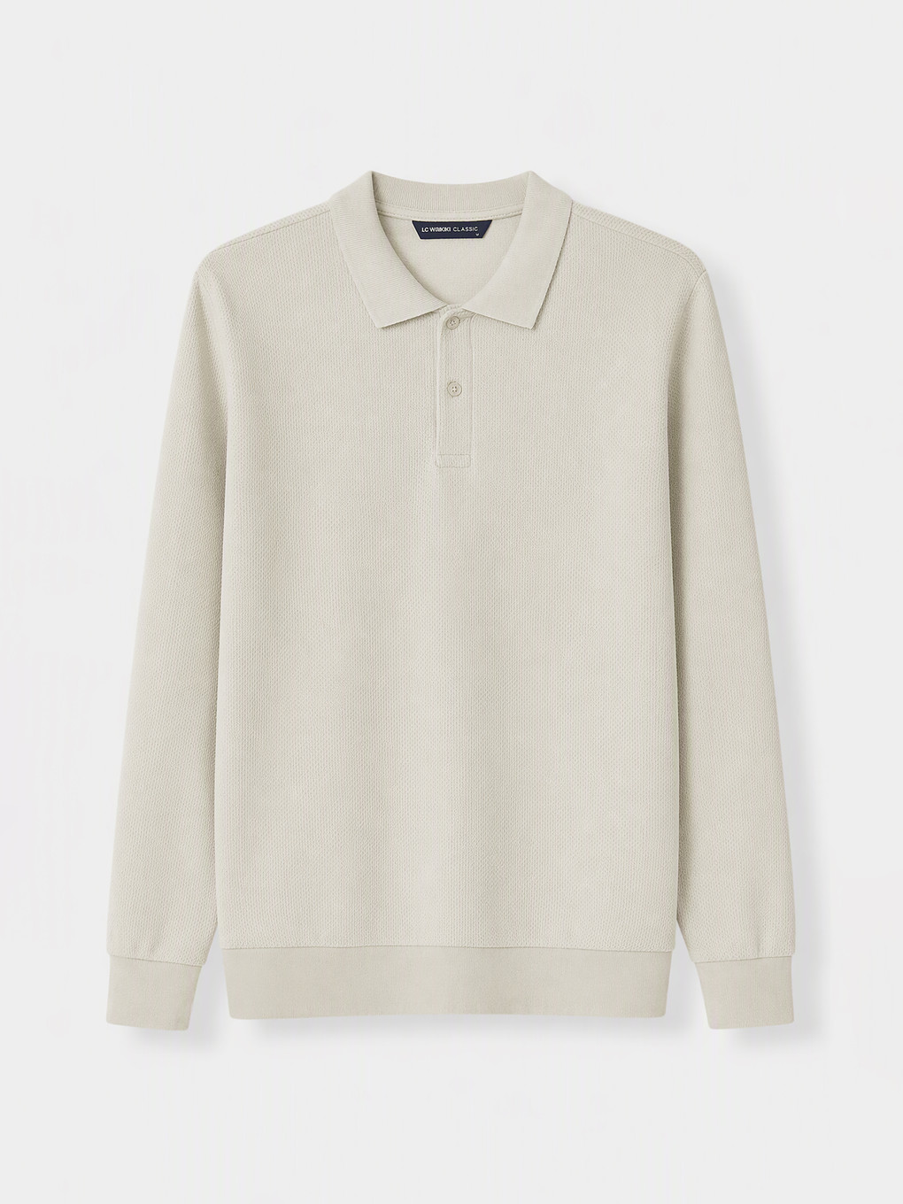 Bej Polo Yaka Erkek Sweatshirt