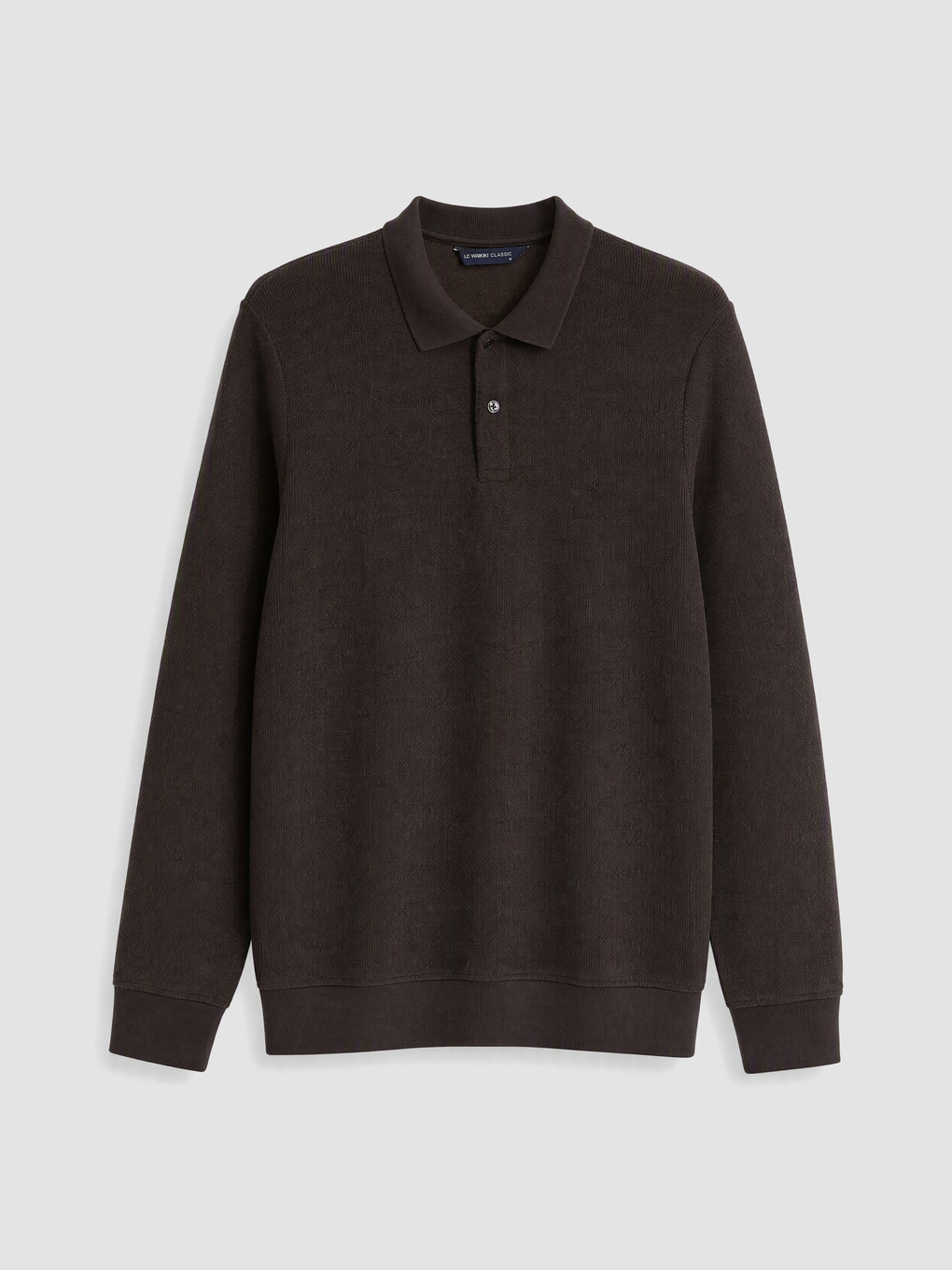 Kahverengi Polo Yaka Erkek Sweatshirt-4