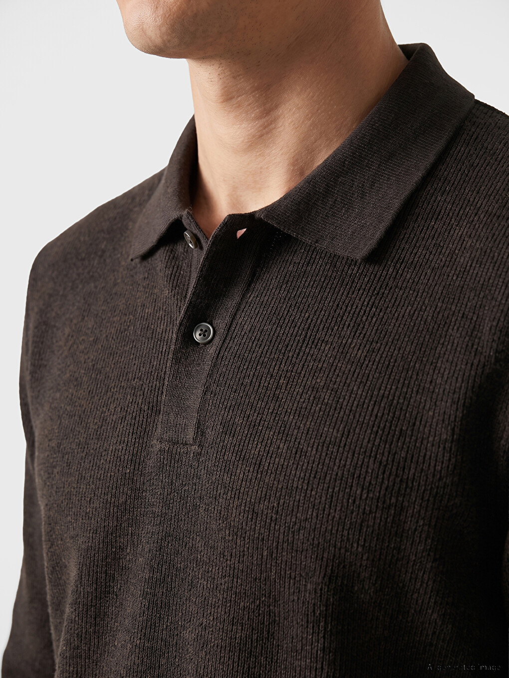 Kahverengi Polo Yaka Erkek Sweatshirt-2