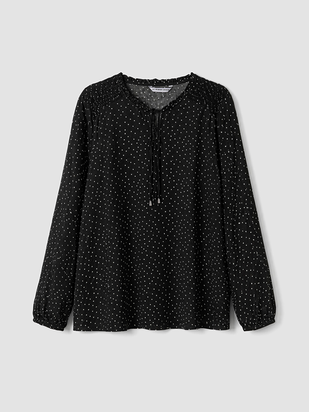 Tie Neck Polka Dot Blouse-4