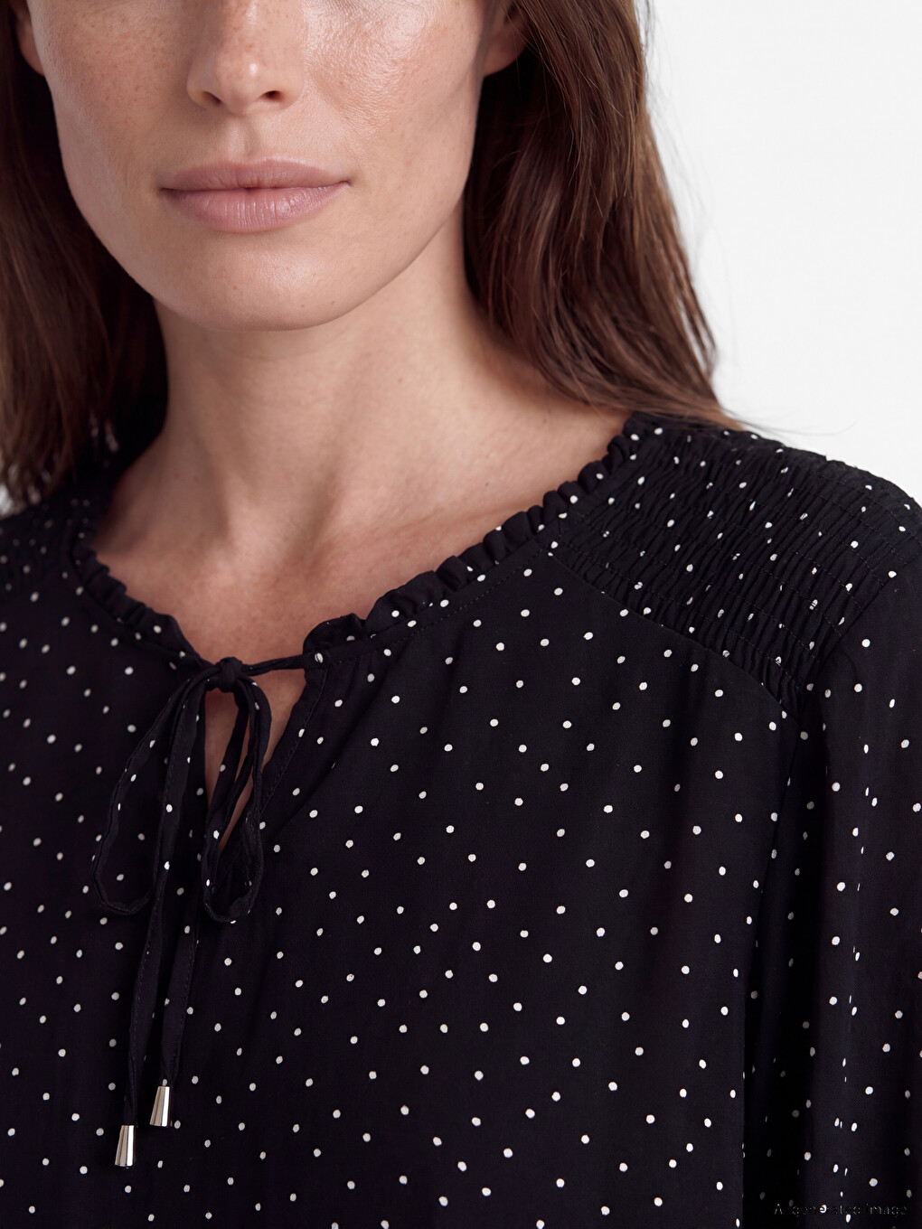 Tie Neck Polka Dot Blouse-2