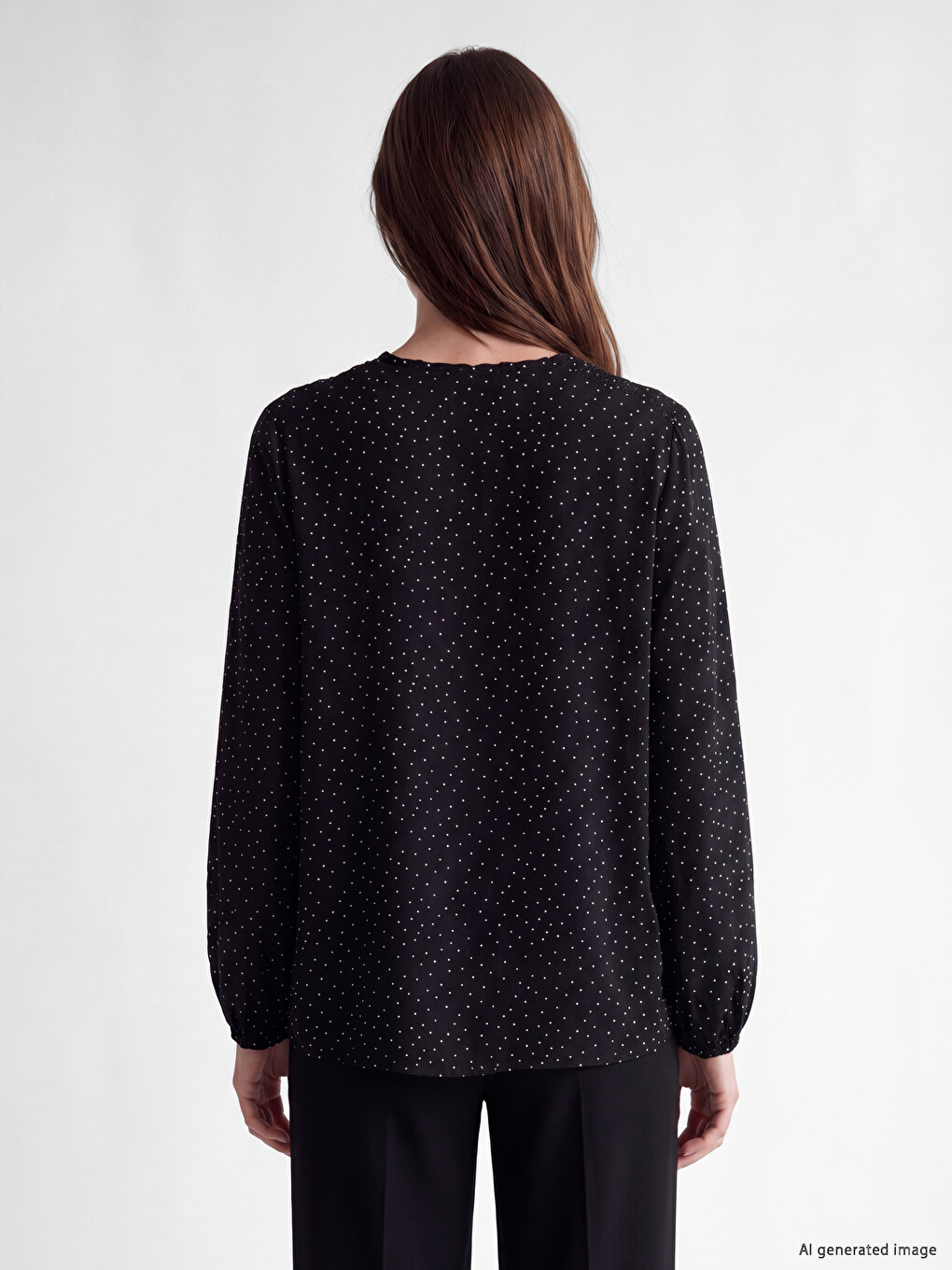 Tie Neck Polka Dot Blouse-3