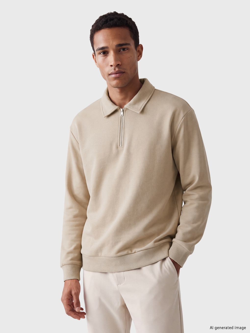 Polo Collar Men's Thick Sweatshirt