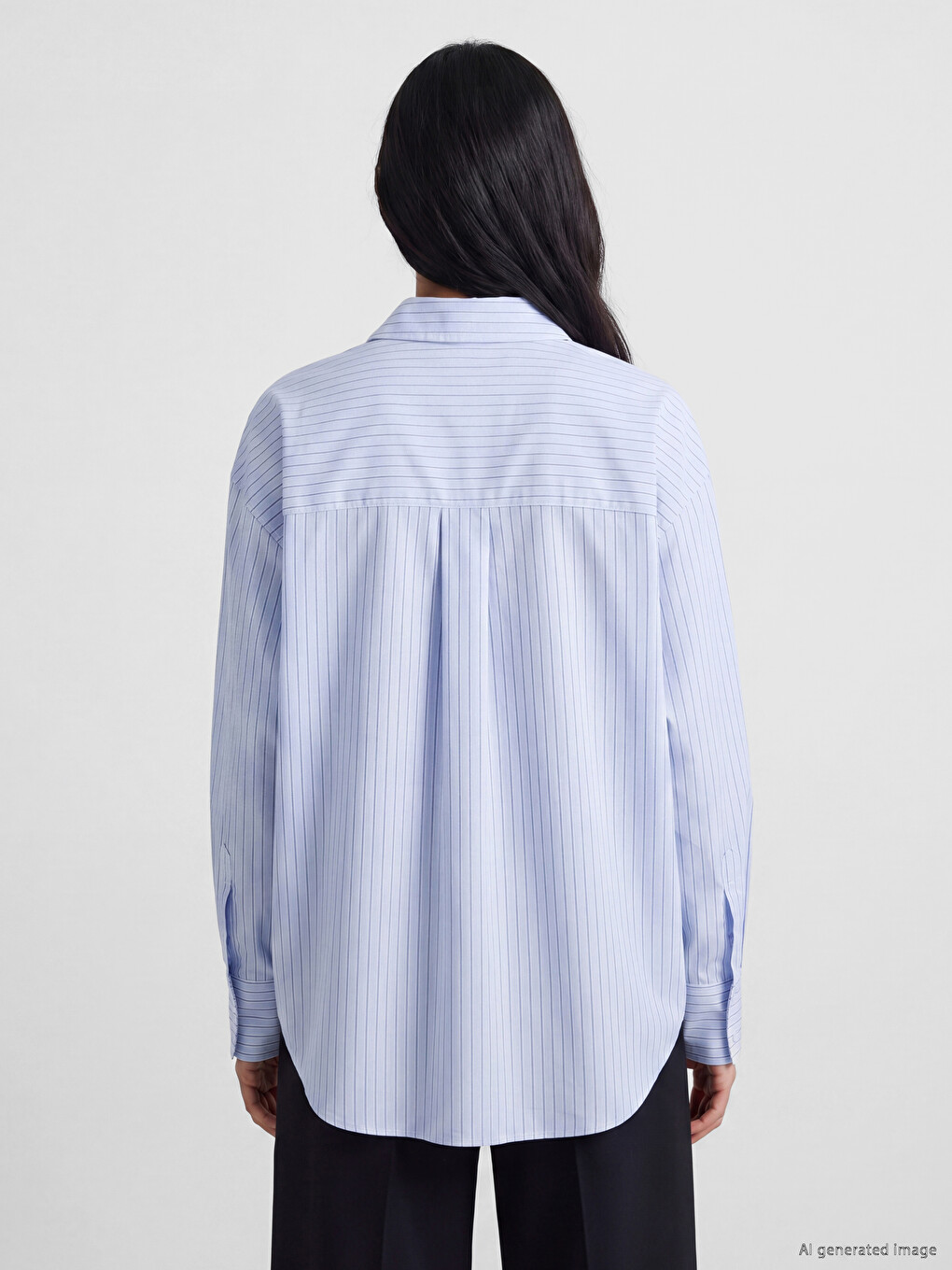 Striped Oversize Poplin Women's Shirt-4