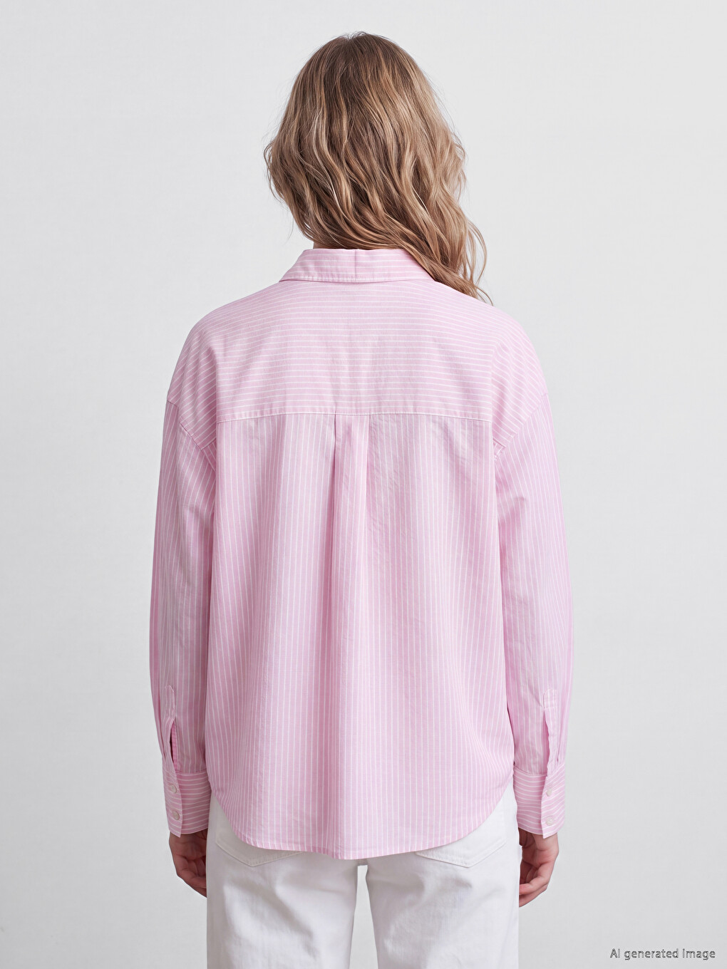 Striped Oversize Poplin Women's Shirt-3