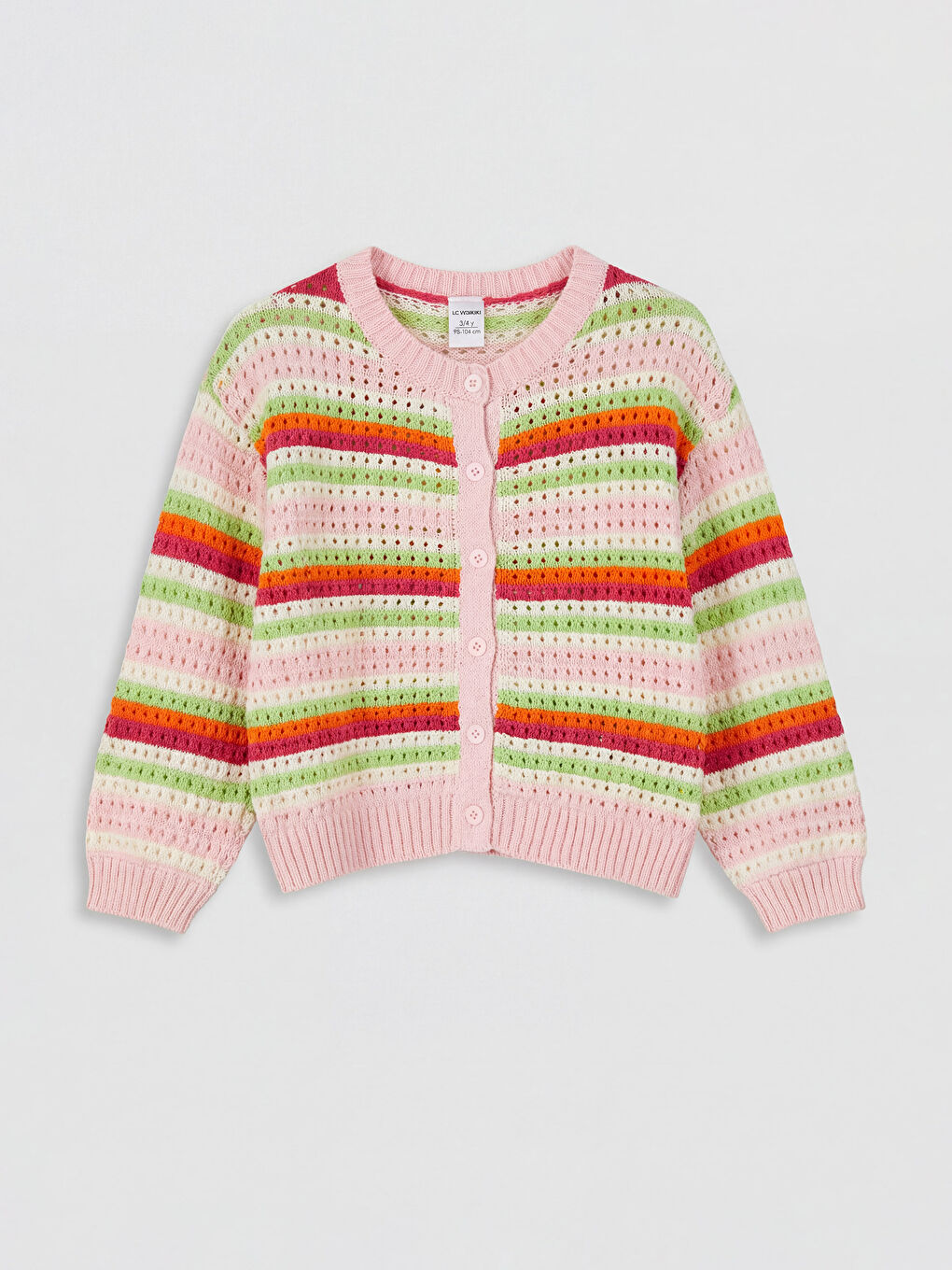 Karışık Bisiklet Yaka Çizgili Kız Çocuk Triko Hırka