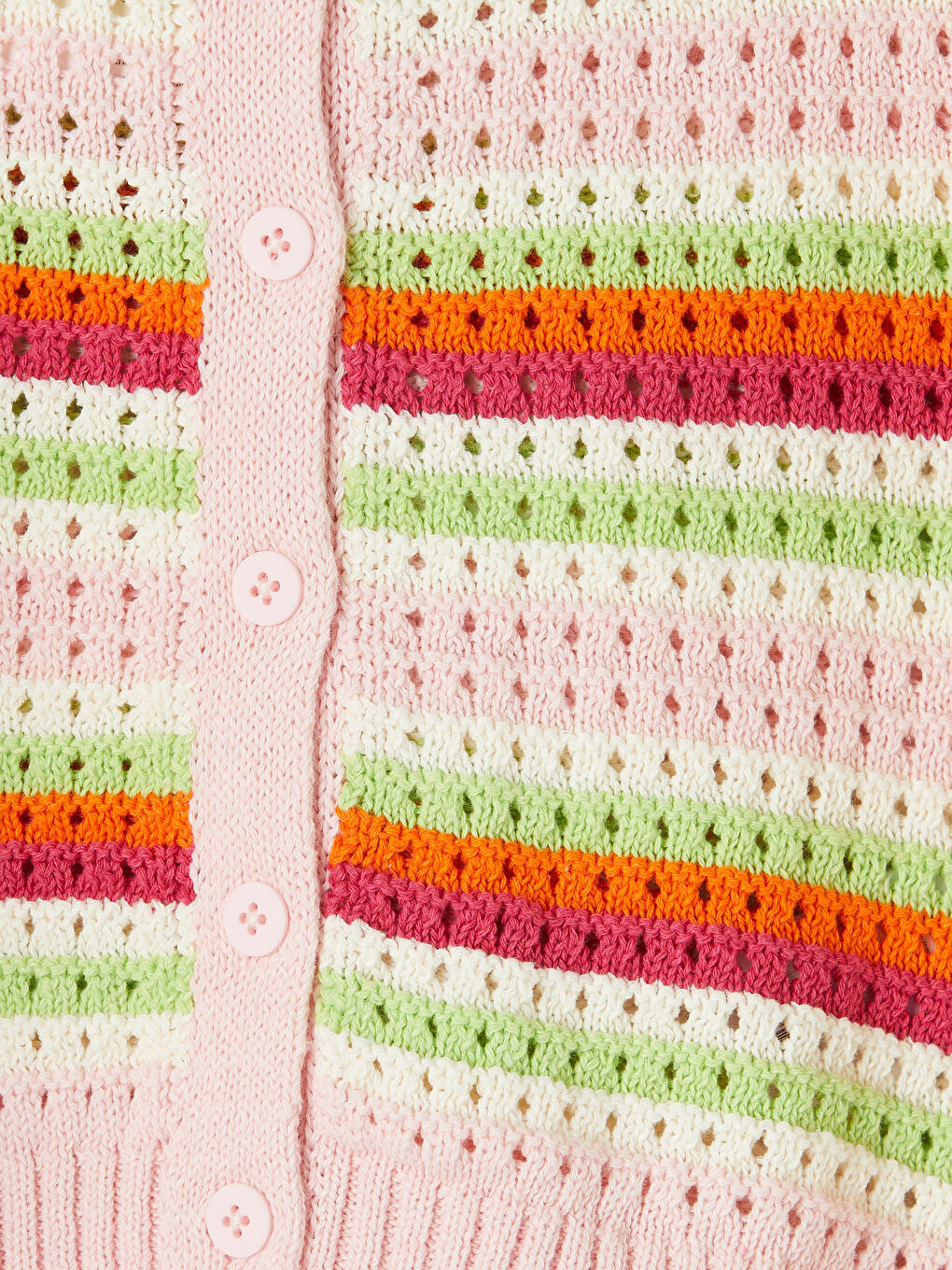 Karışık Bisiklet Yaka Çizgili Kız Çocuk Triko Hırka-2