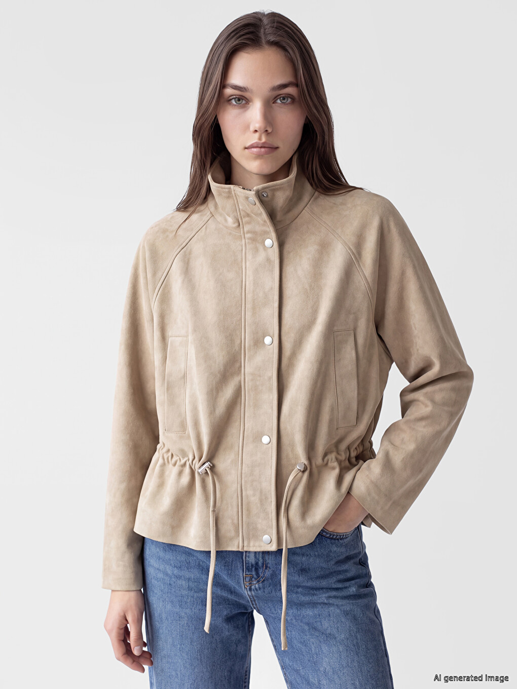 Ruched Faux Suede Women's Jacket
