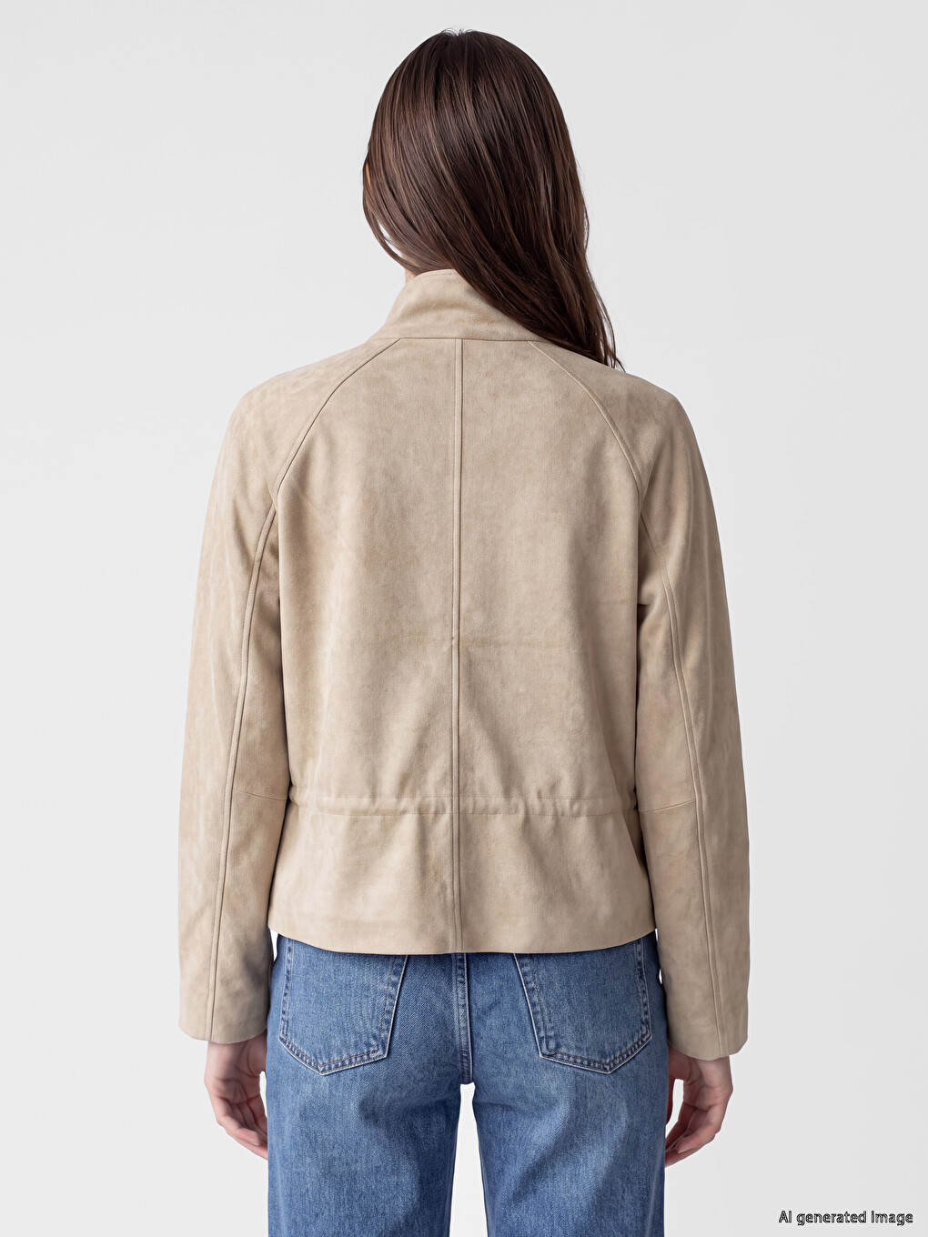 Ruched Faux Suede Women's Jacket-4