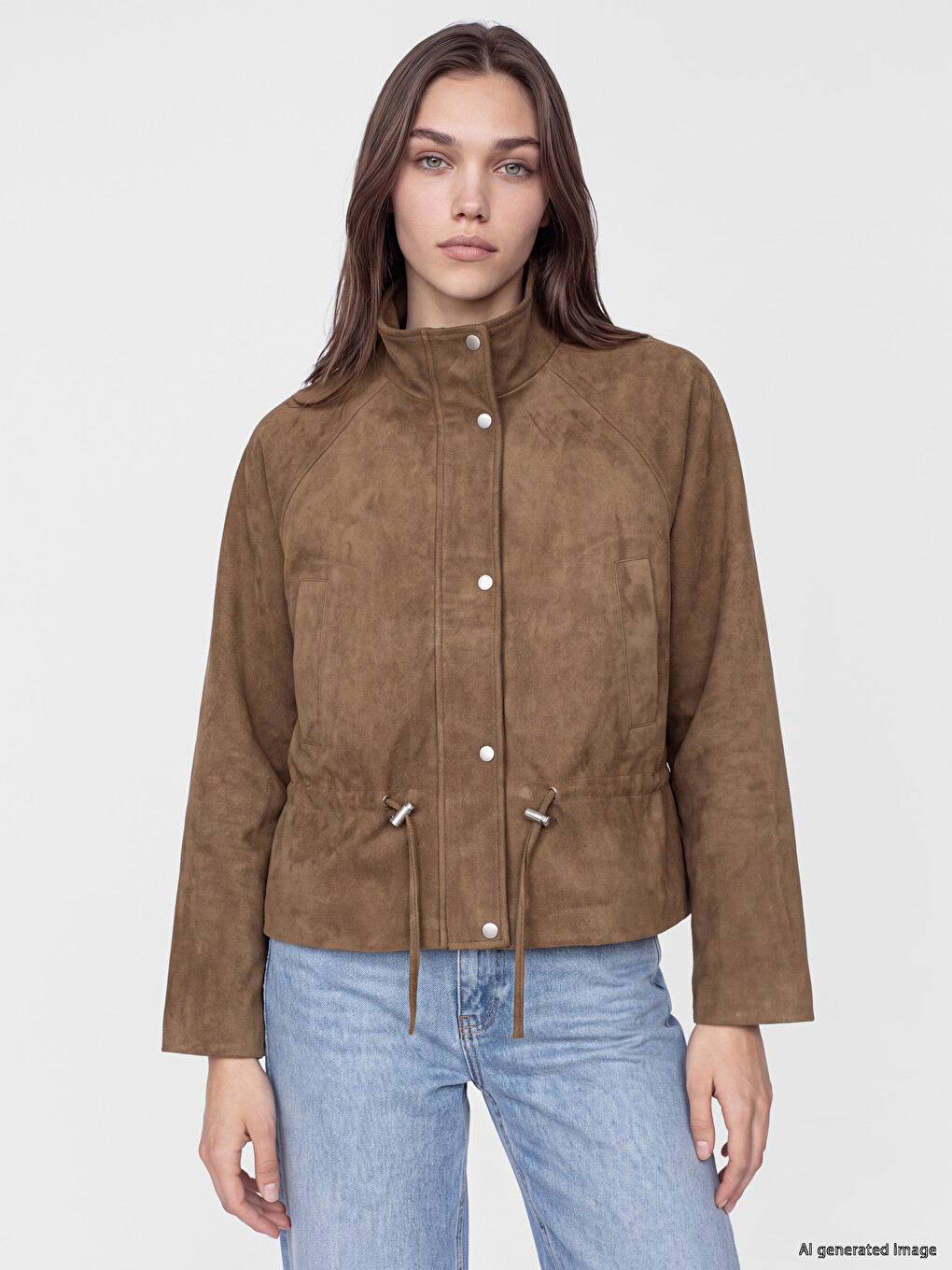 Ruched Faux Suede Women's Jacket-1