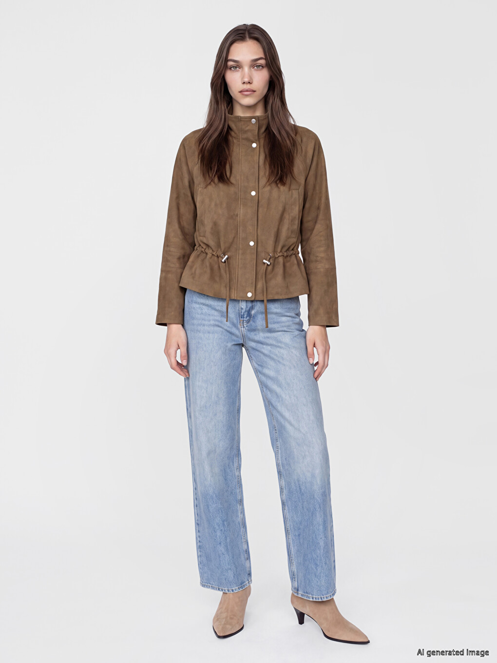 Ruched Faux Suede Women's Jacket-2