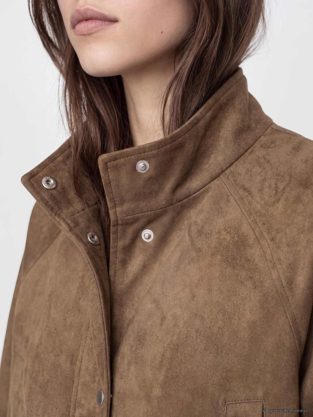Ruched Faux Suede Women's Jacket-3