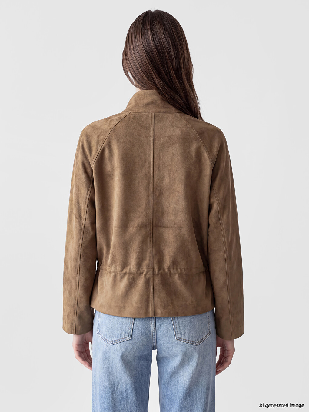 Ruched Faux Suede Women's Jacket-5