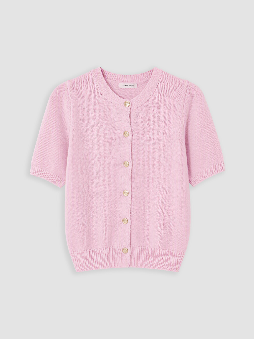 Pembe Bisiklet Yaka Kadın Triko Hırka-4