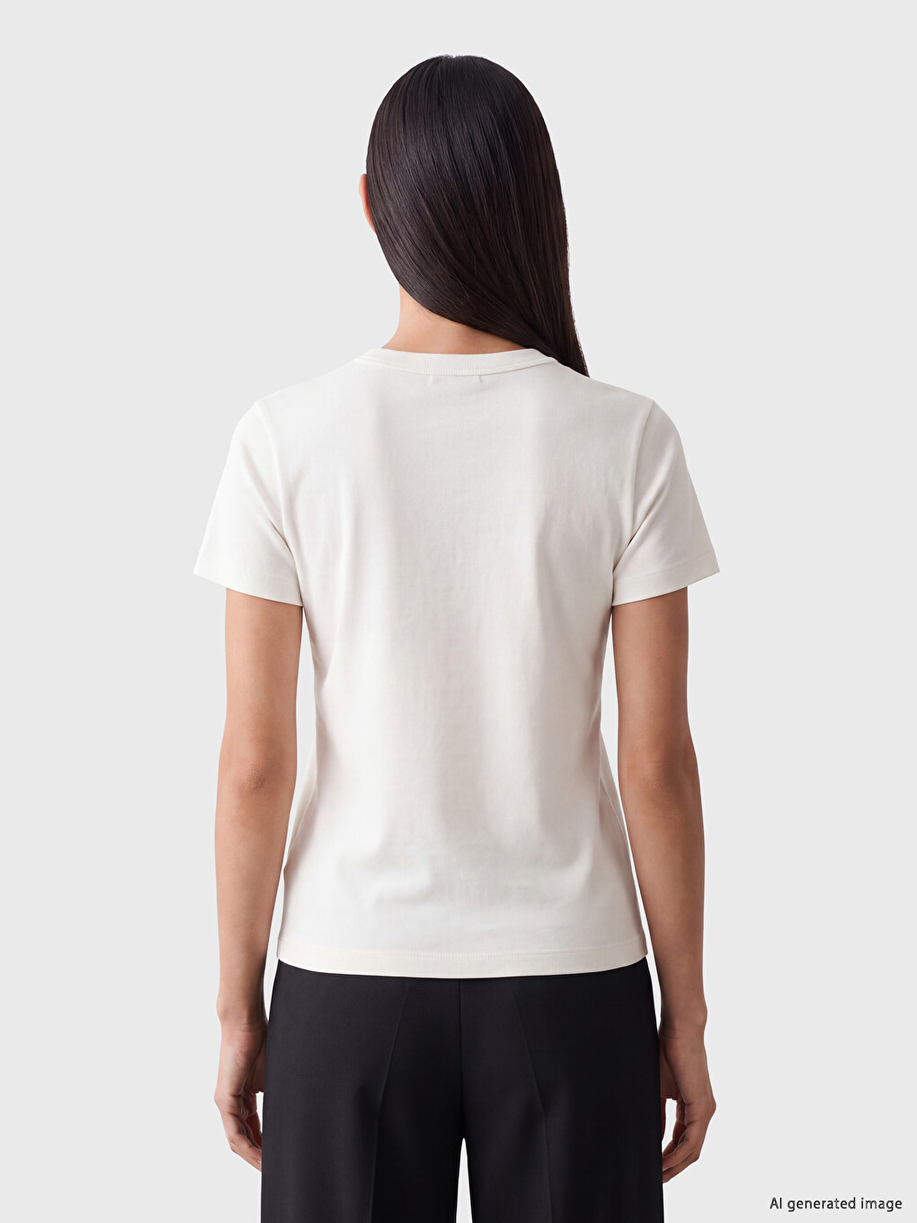 Crew Neck %100 Cotton Women's T-shirt-3
